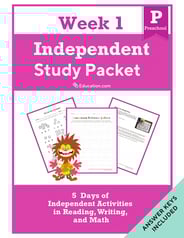 Preschool Independent Study Packet - Week 1