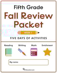 Fifth Grade Fall Review Packet - Week 1