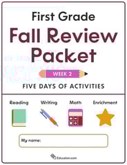 First Grade Fall Review Packet - Week 2
