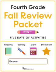 Fourth Grade Fall Review Packet - Week 2