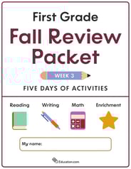 First Grade Fall Review Packet - Week 3