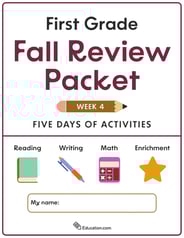 First Grade Fall Review Packet - Week 4
