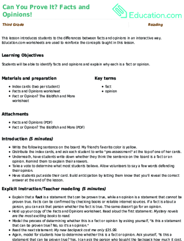 Can You Prove It? Facts and Opinions!