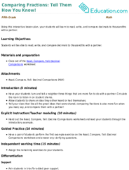 Comparing Fractions: Tell Them How You Know!