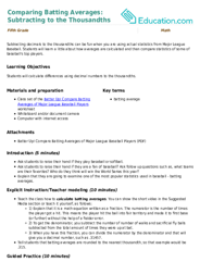 Comparing Batting Averages: Subtracting to the Thousandths