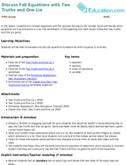 Discuss Fall Equations with Two Truths and One Lie
