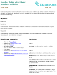Number Talks with Mixed Numbers Addition