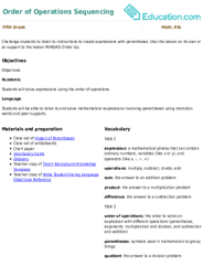 Order of Operations Sequencing