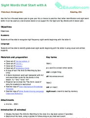 Sight Words that Start with A