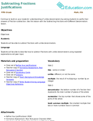 Subtracting Fractions Justifications