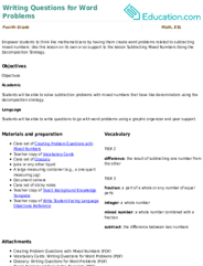 Writing Questions for Word Problems