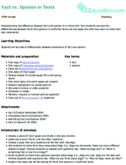 Fact vs. Opinion in Texts