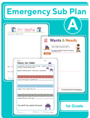 First Grade Daily Sub Plan Day 1