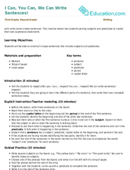 I Can, You Can, We Can Write Sentences!