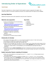 Introducing Order of Operations