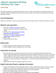 Literary Argument Writing: Defining Your Topic