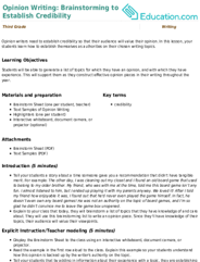 Opinion Writing: Brainstorming to Establish Credibility