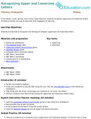 Recognizing Upper and Lowercase Letters