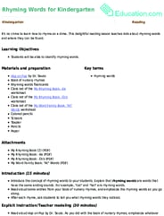 Rhyming Words for Kindergarten