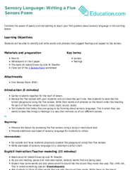 Sensory Language: Writing a Five Senses Poem
