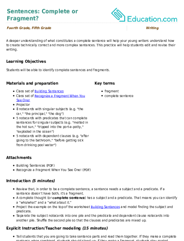 Sentences: Complete or Fragment?