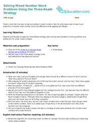 Solving Mixed Number Word Problems Using the Three-Reads Strategy