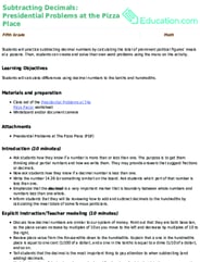 Subtracting Decimals: Presidential Problems at the Pizza Place