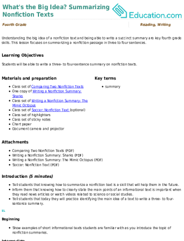 What's the Big Idea? Summarizing Nonfiction Texts