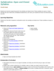 Syllabication: Open and Closed Syllables