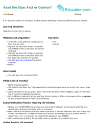 Read the Sign: Fact or Opinion?