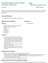 Rhyming Words with Twinkle, Twinkle, Little Star