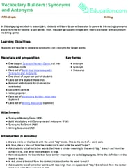 Vocabulary Builders: Synonyms and Antonyms