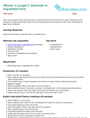 Whose is Longer?: Decimals in Expanded Form