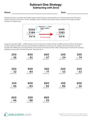 Subtract One Strategy: Subtracting with Zeros