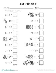 Subtract One Assessment