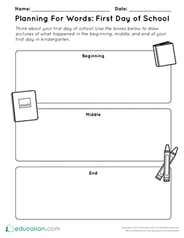 Planning For Words: First Day of School