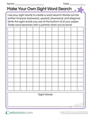 Make Your Own Sight Word Search