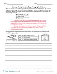 Getting Ready for the Day: Paragraph Writing