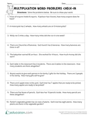 Multiplication Word Problems Check-In