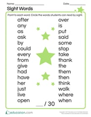 Sight Words Inventory