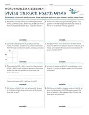 Word Problem Assessment: Flying Through Fourth Grade
