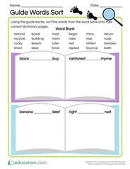 Guide Words Sort