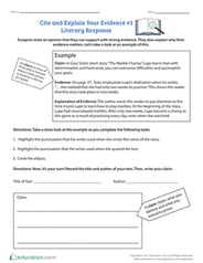 Cite and Explain Your Evidence #1: Literary Response