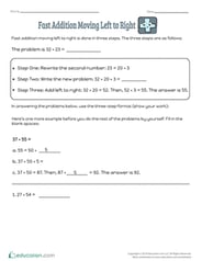 Fast Addition Moving Left to Right