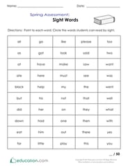Spring Assessment: Sight Words