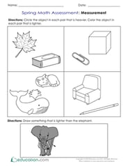 Spring Math Assessment: Measurement