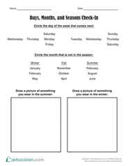 Days, Months, and Seasons Check-In