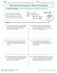 Distributive Property Words Problems