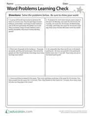 Word Problems Learning Check