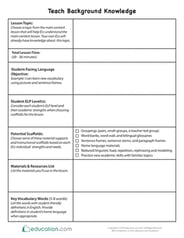 Teach Background Knowledge Template
